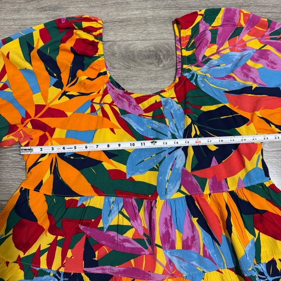 Terra Sky Women's Tropical Leaf Print Tiered Ruffle Off the Shoulder Tunic 2X - Picture 9 of 12